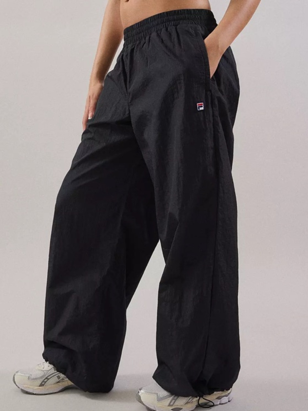 FILA X HAILEY Bieber Crinkle Nylon Balloon Baggy Track Pants Size S